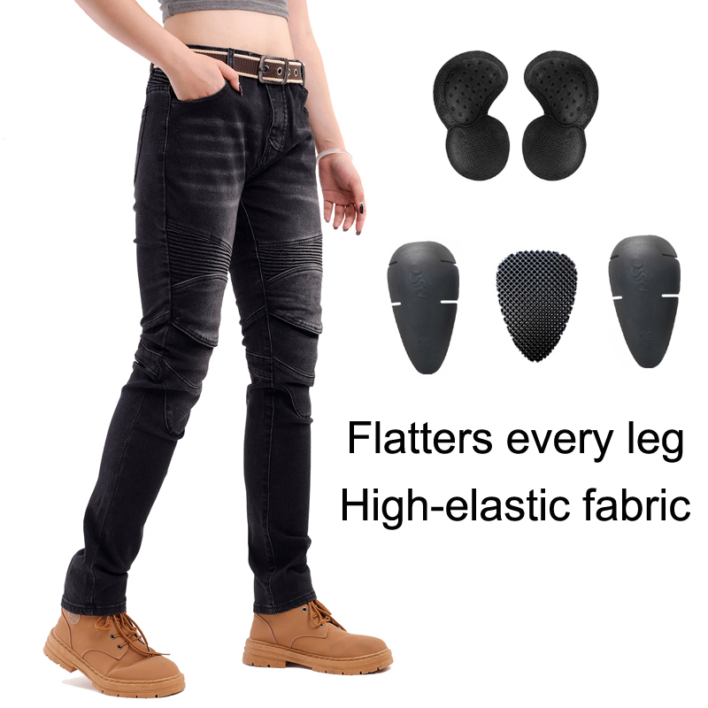 Motorcycle Gear Women Pants - Damen Motorrad Jeans Schwarz Dirt Bike