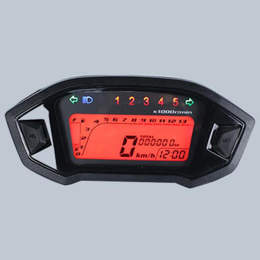 Motorcycle Gear Indicator - Digitaler Motorrad-Tachometer mit Kilometerzähler, Drehzahlmesser, LCD-Anzeige,