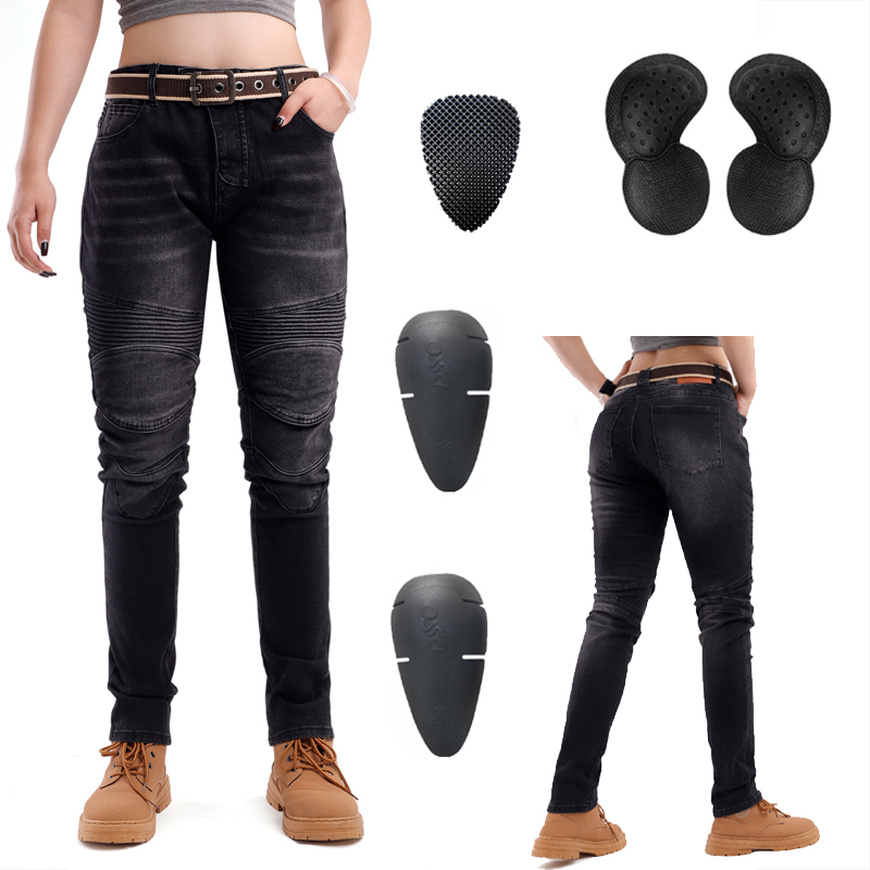 Motorcycle Gear Women Pants - Schwarze Offroad-Motorradjeans für Damen, Dirt Bike,