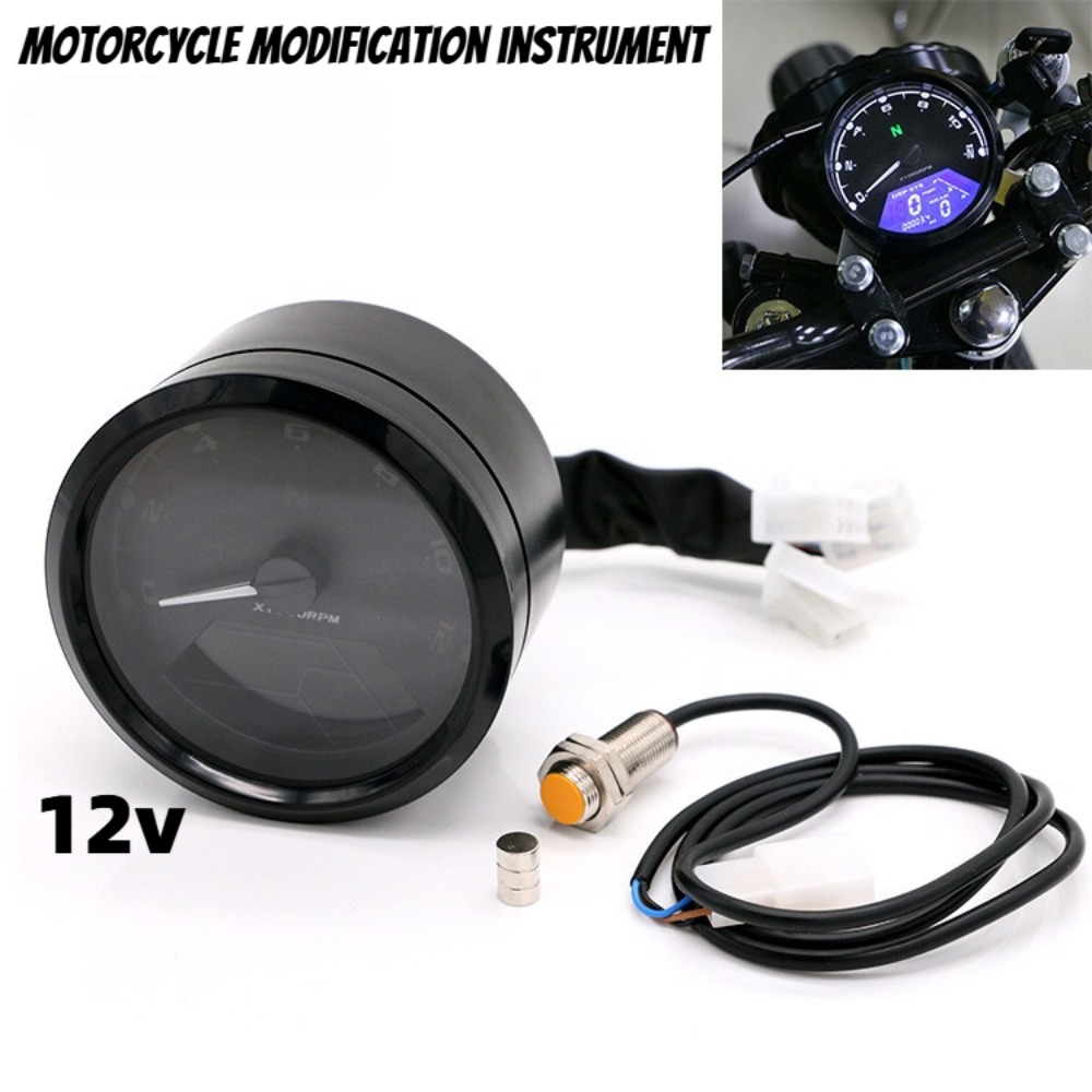 Motorcycle Gear Indicator - Universeller Motorrad-Tachometer, digitaler Kilometerzähler, 12000 U/min,